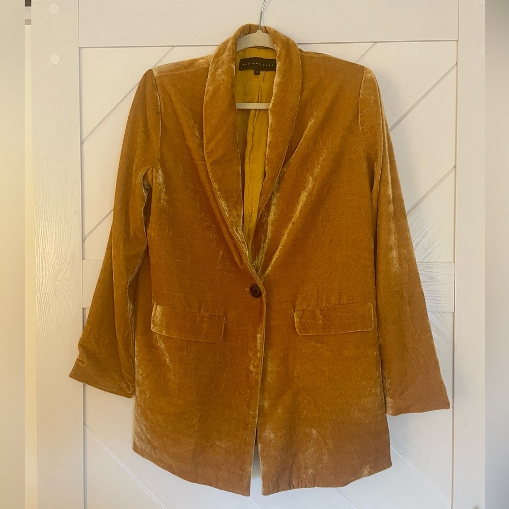 Endless Rose Mustard Velvet Blazer